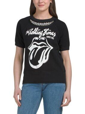 PEOPLE OF LEISURE Made In Usa Rolling Stone Rhinestone Tee